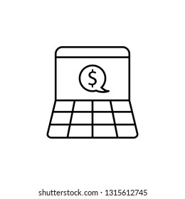 laptop, dollar, chat bubble icon. Element of marketing for mobile concept and web apps icon. Thin line icon for website design and development, app development. Premium icon