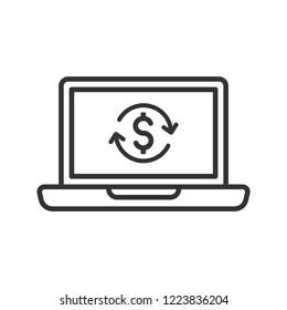  Laptop with dollar exchage vector line icon