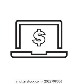 Laptop dollar icon, Laptop dollar vector illustration