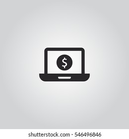 laptop with dollar sign icon vector illustration, can be used for web and mobile design
