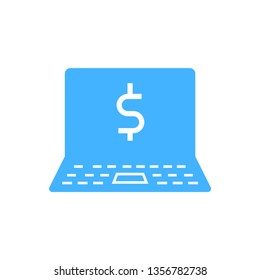 Laptop with a dollar sign - vector