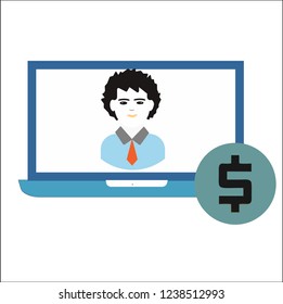 laptop dollar vector icon