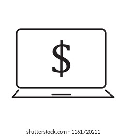 laptop and dollar vector icon desing illustration