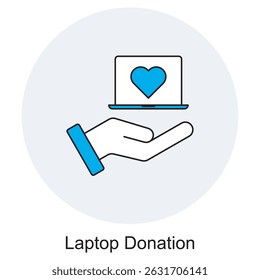 Laptop Donation icon, Empowering Minds, One Laptop at a Time, Bridge the Digital Divide Donate Your Laptop Today, vector