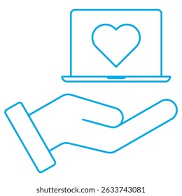 Ícone de doação de notebook, Capacitando as mentes, Um notebook de cada vez, transponha a divisão digital Doe seu notebook hoje, vetor