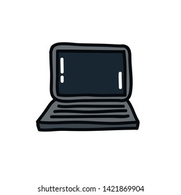 laptop doodle icon, vector illustration