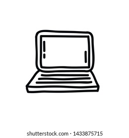 laptop doodle icon, vector illustration