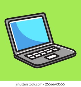 Laptop Doodle Vector Cartoon Illustration. Business Icon Concept Isolated Premium Vector. Flat Cartoon Concept for Event. Cute Doodle Cartoon Illustration Style. Suitable for Any Project
