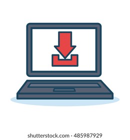 laptop download data technology design isolated