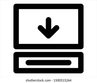 laptop download line icon - vector eps10