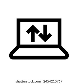 Notebook-Symbol für herunterladene und hochladene Vektorgrafik.