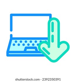 laptop downloading data computer color icon vector. laptop downloading data computer sign. isolated symbol illustration