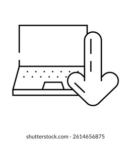 laptop downloading data computer line icon vector. laptop downloading data computer sign. isolated contour symbol black illustration