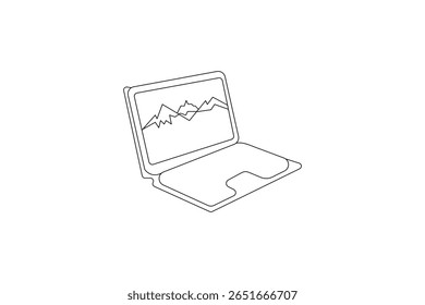 A laptop drawing in one line laptop art and vector illustration design
