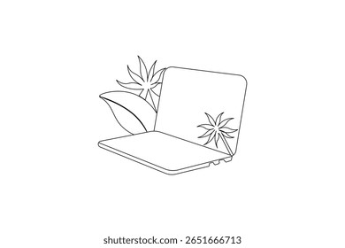 A laptop drawing in one line laptop art and vector illustration design
