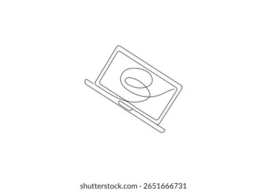 A laptop drawing in one line laptop art and vector illustration design
