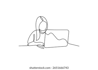 A laptop drawing in one line laptop art and vector illustration design
