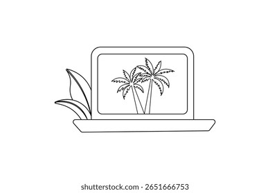 A laptop drawing in one line laptop art and vector illustration design

