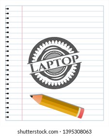 Laptop drawn with pencil strokes. Vector Illustration. Detailed.