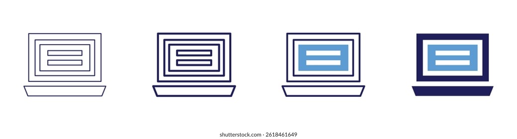 Laptop driver icon in 4 different styles. Thin Line, Line, Bold Line, Duotone. Duotone style. Editable stroke.