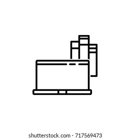 Laptop E-Book reader icon on white background