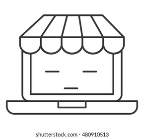 laptop ecommerce character kawaii vector illustration design
