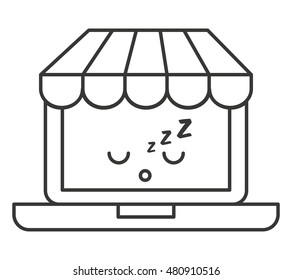 laptop ecommerce character kawaii vector illustration design
