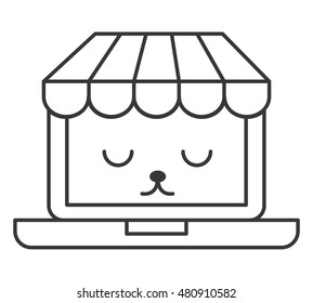 laptop ecommerce character kawaii vector illustration design