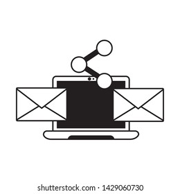 laptop ecommerce email sharing wifi free connection vector illustration