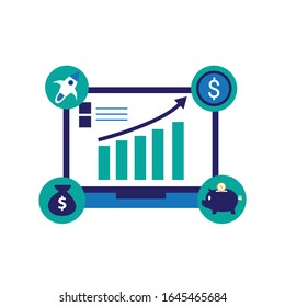 laptop and economic growing graph concept