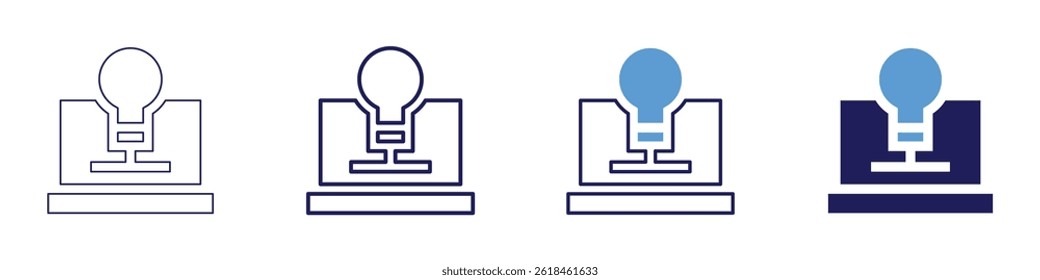 Laptop-Rand-Symbol in 4 verschiedenen Stilen. Dünne Linie, Linie, Fette Linie, Duotone. Duotone-Stil. Bearbeitbarer Strich.