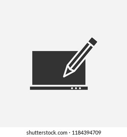 Laptop edit icon illustration,vector technology sign symbol