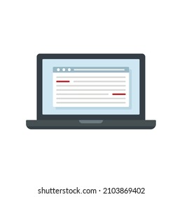Icono del editor de portátiles. Ilustración plana del icono vectorial del editor de portátiles aislado en fondo blanco
