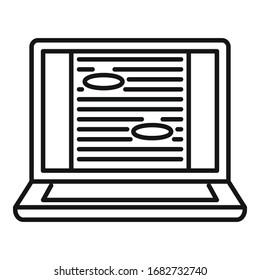 Laptop editor icon. Outline laptop editor vector icon for web design isolated on white background