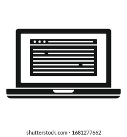 Laptop editor icon. Simple illustration of laptop editor vector icon for web design isolated on white background