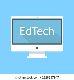 Laptop with EdTech word on screen.Education Technology Ed Tech. New technological solutions. svg