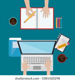 laptop with education easy e-learning icons