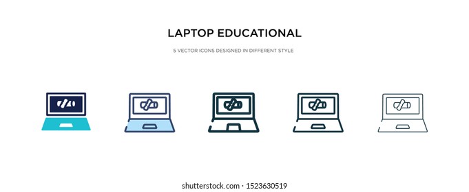 laptop educational tool icon in different style vector illustration. two colored and black laptop educational tool vector icons designed in filled, outline, line and stroke style can be used for