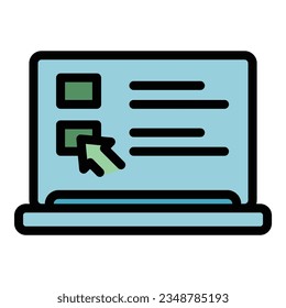 Laptop election icon outline vector. Vote online. Digital poll color flat