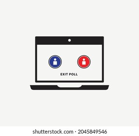 Laptop and election poll icon vector flat style illustration