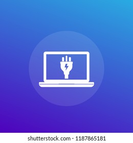 laptop with electric plug icon