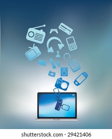 laptop with electronic and communication elements