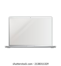 Laptop Electronic Digital Technology Device Vector. Laptop Monitor And Keyboard Using For Searching Information In Internet, Remote Working And Communication. Computer Mockup Realistic 3d Illustration