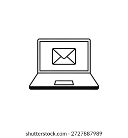 Laptop with email envelope icon on screen illustration
