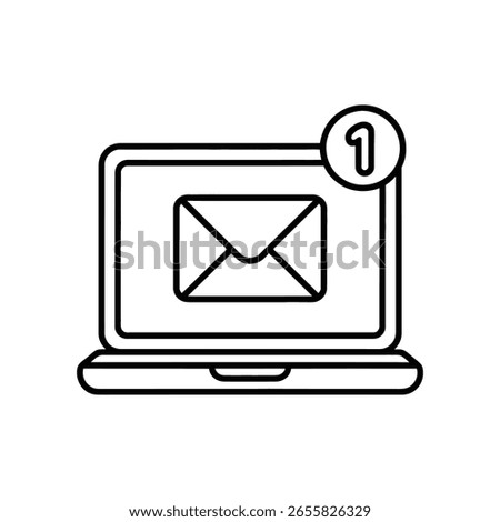 Laptop with Email Icon  Line Style Vector Illustration for Digital Communication 
Marketing