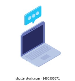 laptop with email notifications on white background