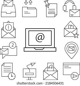 Laptop, email, send, message icon in a collection with other items