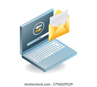 Laptop Email Transfer And Message Exchange Vector