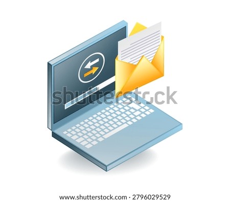 Laptop Email Transfer And Message Exchange Vector