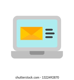 Laptop with email vector, Social media flat design icon